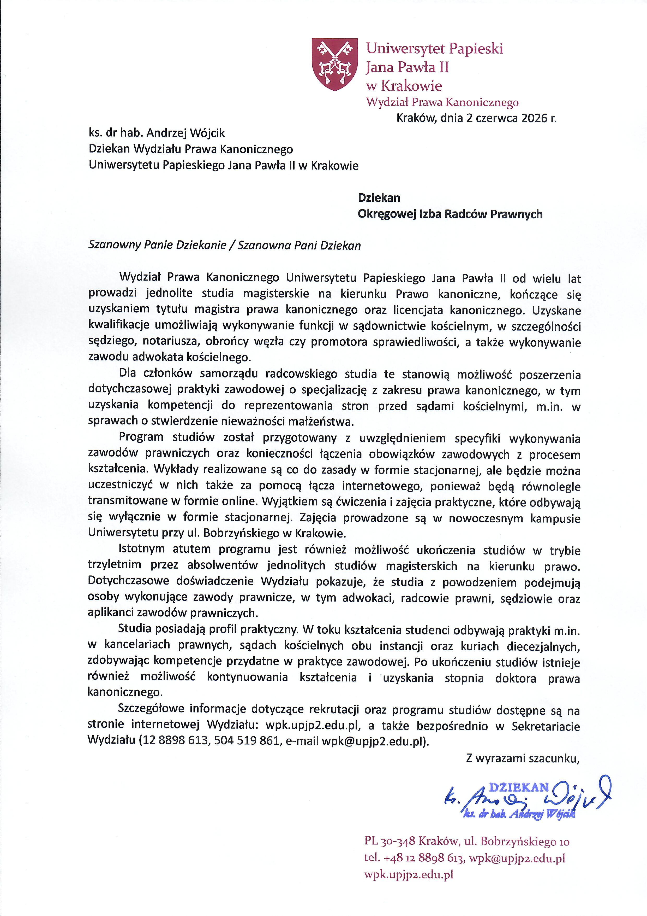 skan listu księdza Dziekana do Dziekana OIRP w Krakowie.jpg